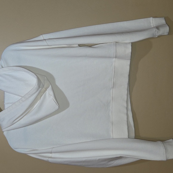 Bebe Cream Cropped Hoodie with Logo Detail Size XL - Picture 2 of 4